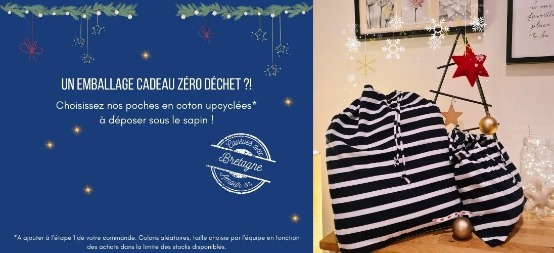 Série limitée pour Noël : les poches en coton Zéro déchet issues du recyclage pour emballer vos achats à déposer au pied du sapin